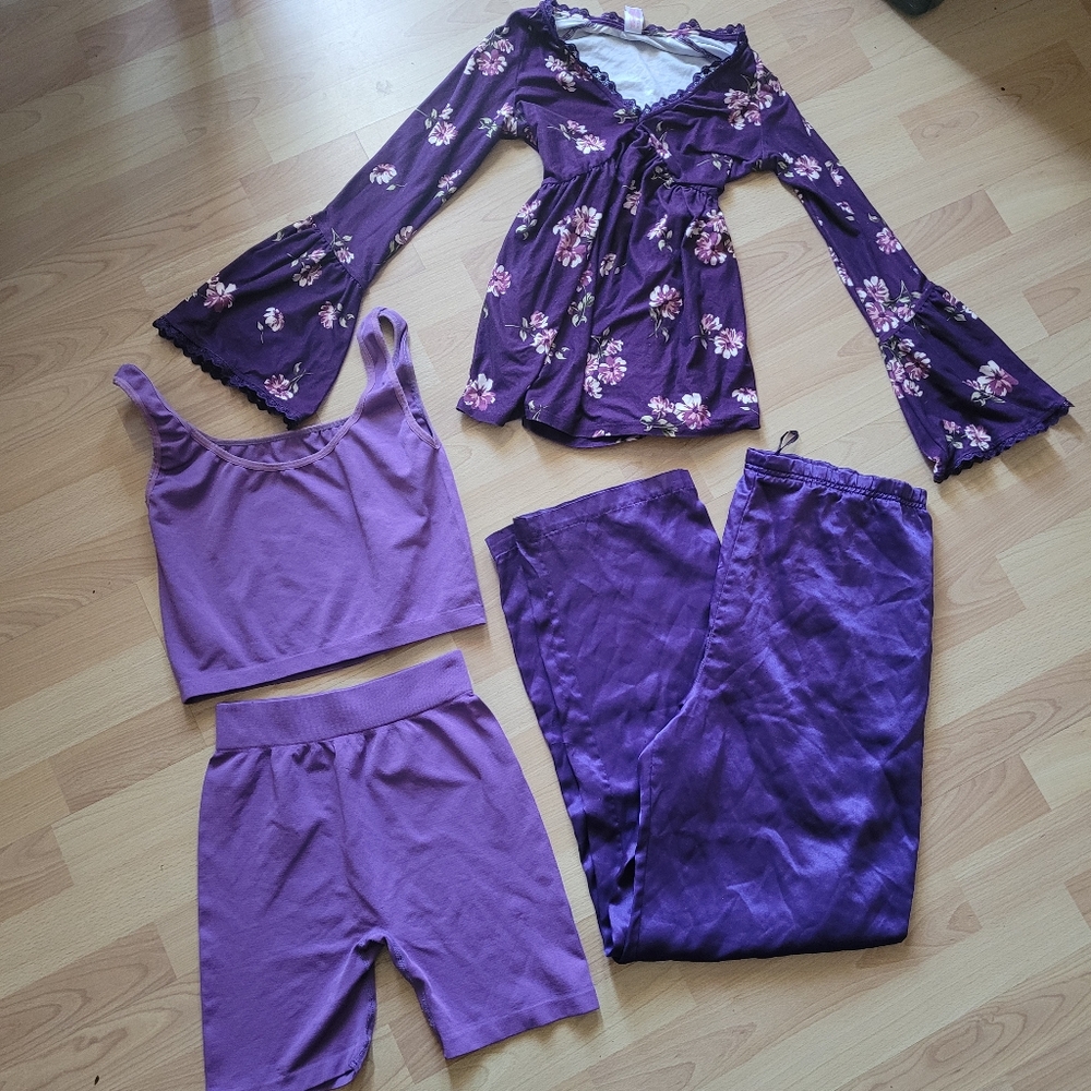 Women's Purple Floral Bundle Set